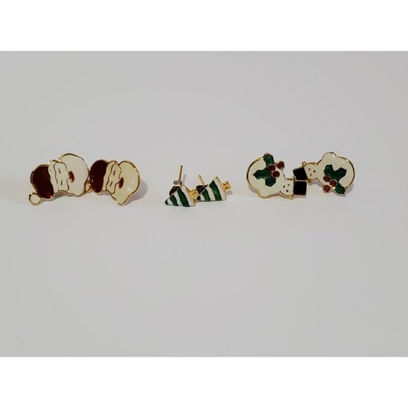 2 for $10 🎈 Set of 3 Pierced Christmas Holiday Earrings Santa Snowman Tree - Picture 2 of 8